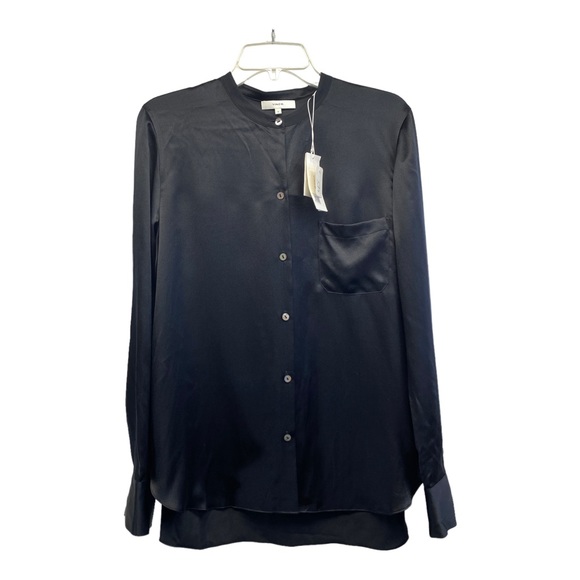 Vince Tops - Vince women's blouse 12 100% silk Mandarin color button front black New classic